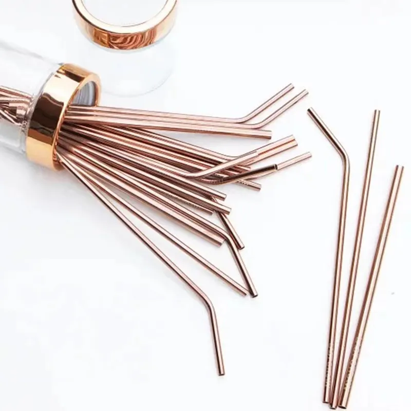 Custom Reusable metal stainless steel bubble drinking straws copper straw with cleaning brush wholesale