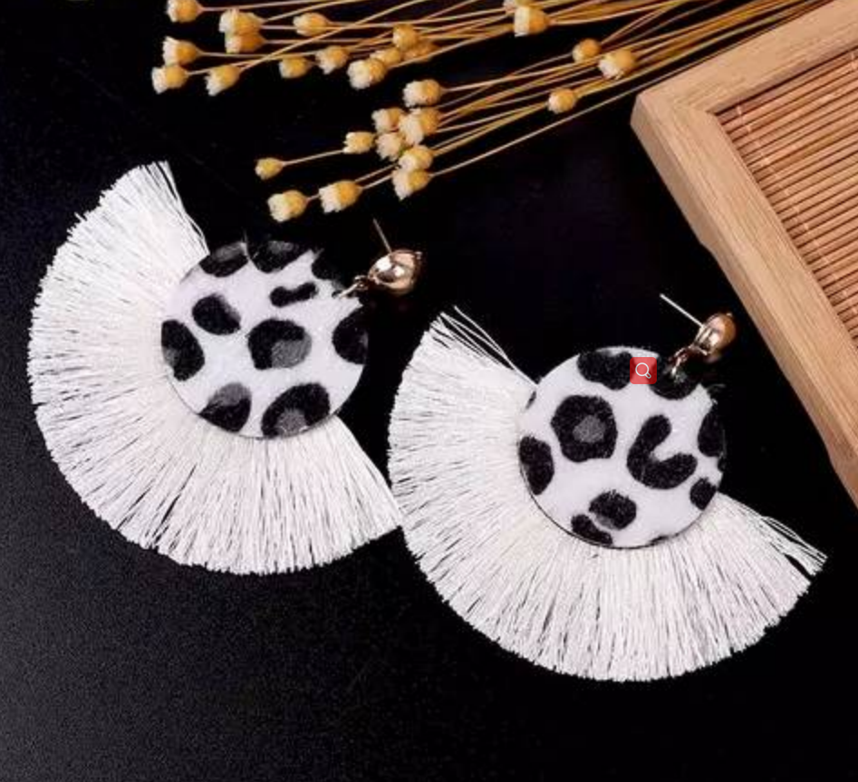 Liberty Gifts bohemian leopard earrings retro tassel fan shaped temperament earrings for women