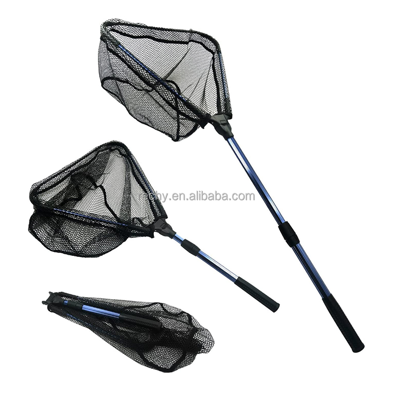 Fisherman Net Foldable Fishing landing Net with Telescopic Handle and Durable Nylon Braid Safe