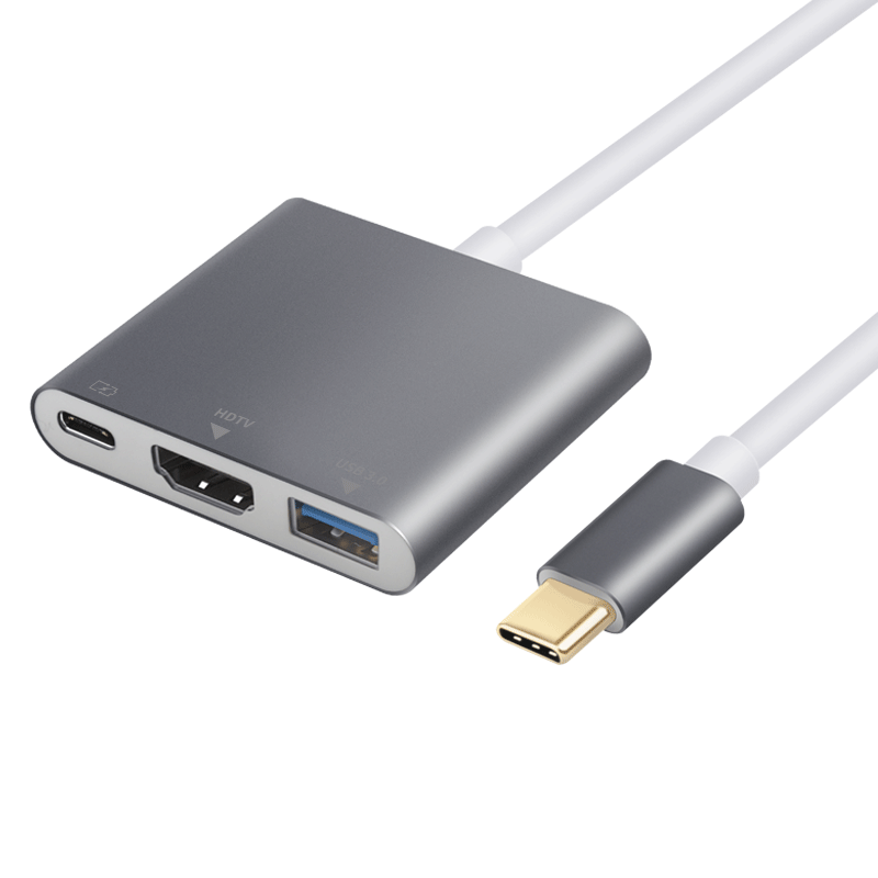 Тип C концентратор USB c до HD 4K, мульти-портовой 3 в 1 взаимный обмен данными между компьютером и периферийными устройствами 3,0 Тип C к HDTV с зарядник Зарядка Док-станция