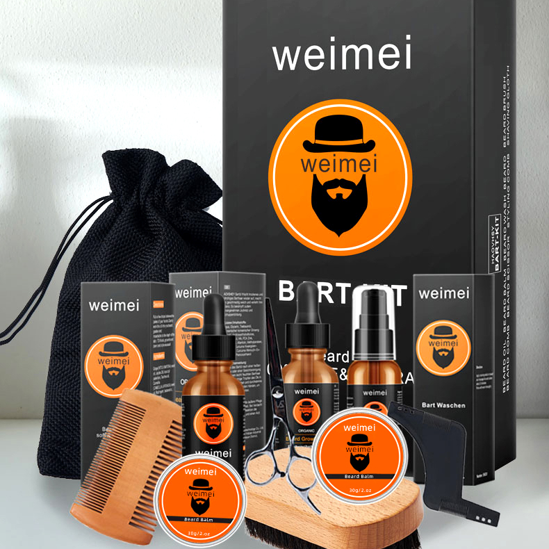 Private Label Men Beard Care Growing Trimmer wood Shaving Cream Vegan Balm Beard Oil Set