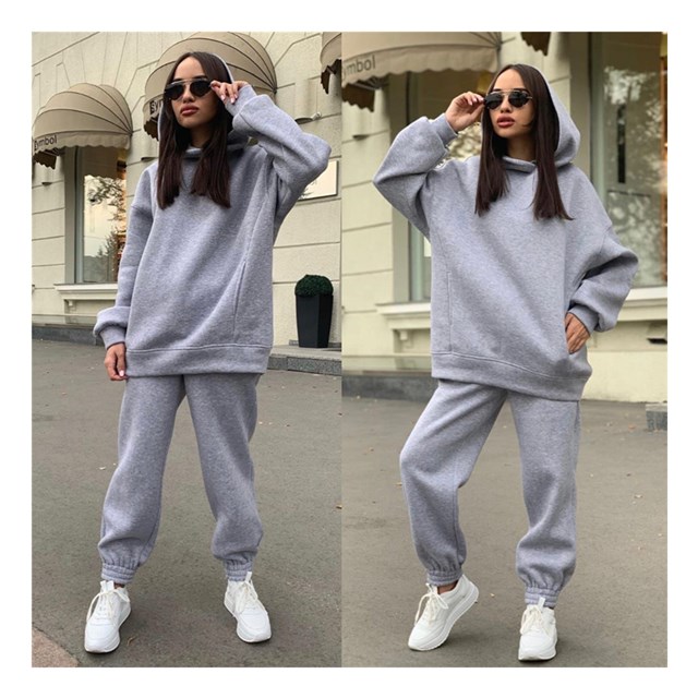 Fashion Hoodie Fitness Sport Outfit Hip Hop Two Piece Set Custom Tracksuit For Women