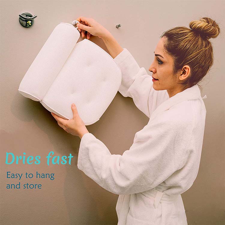 Factory Wholesale White Non Slip 3D Mesh Bath SPA Pillow Luxury Bathtub Pillow with Back and Headrest Cushion