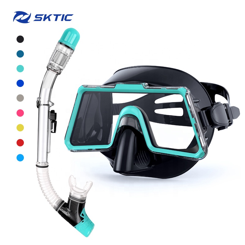 SKTIC Fashion Design Anti-Fog Snorkel Mask Waterproof Snorkel Set Diving Mask Professional Snorkeling Gear for Adults