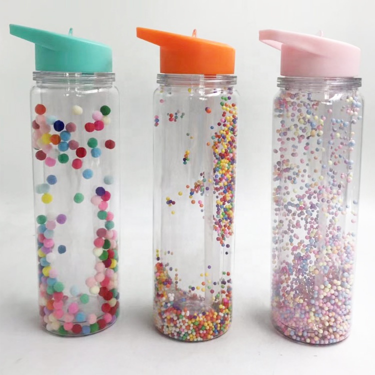 Hot sale 450ml double wall plastic sports sipper water bottle