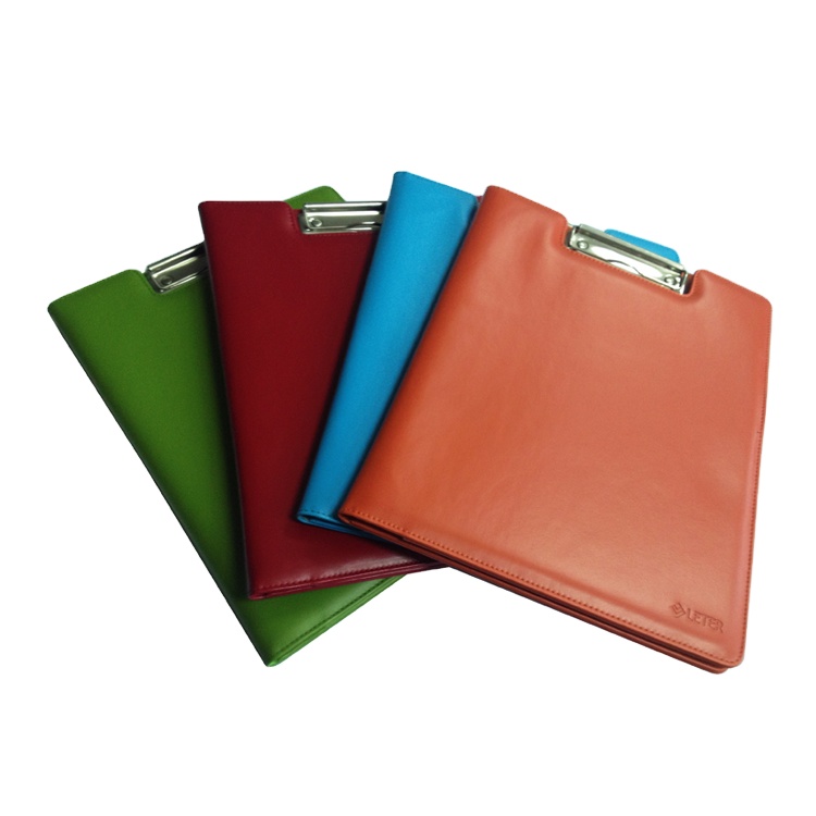 Customizable Size A4 A5 PU Leather Office Stationery File Folder Contract Holder with Metal Clip