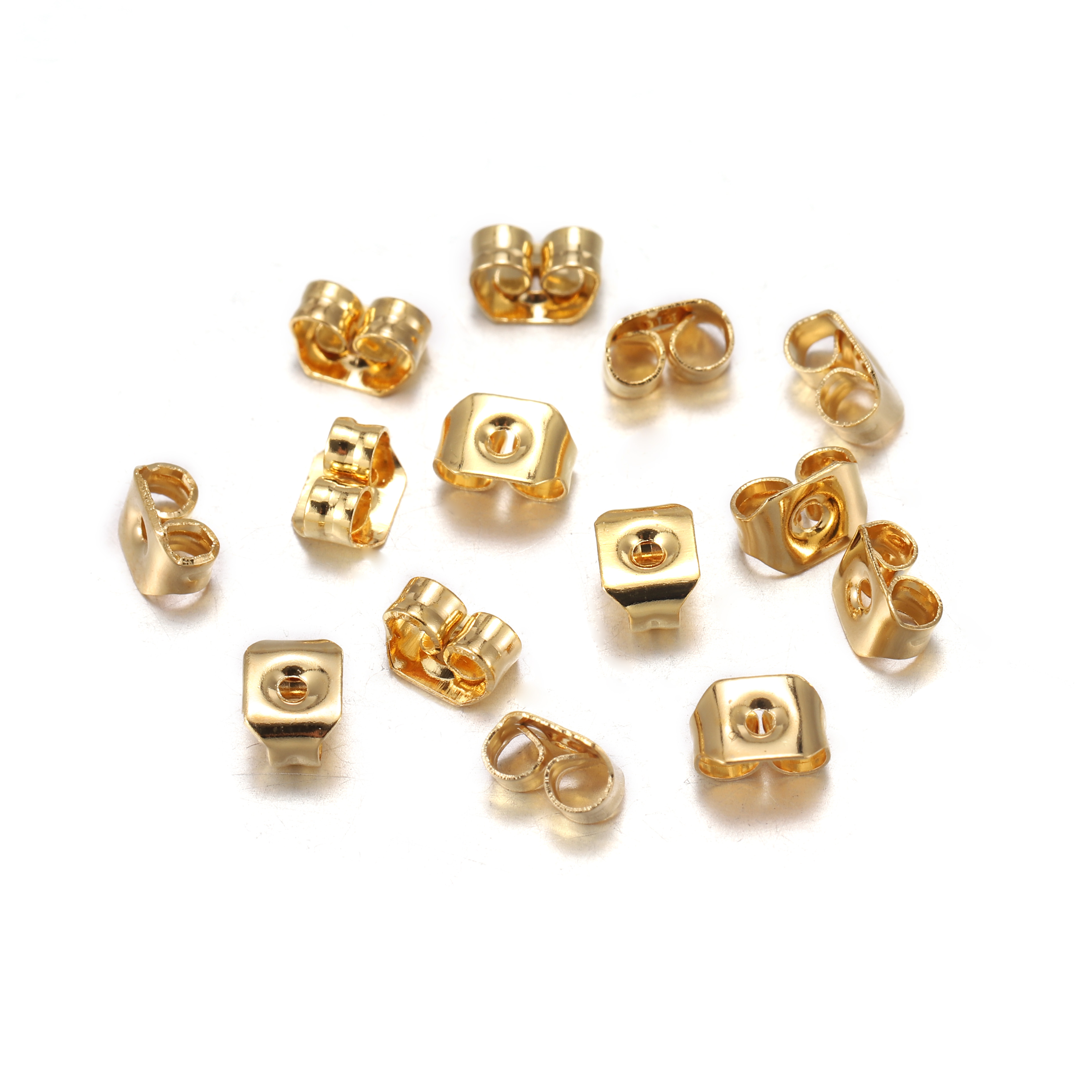 20-100pcs/lot Gold Stainless Steel Blank Post Earring Studs Base Pins With Earring Plug Findings Ear Back For DIY Jewelry Making