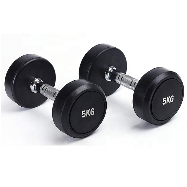 Free Weight Black Fixed Rubber Dumbbell Set Weight Lifting Gym Dumbbell