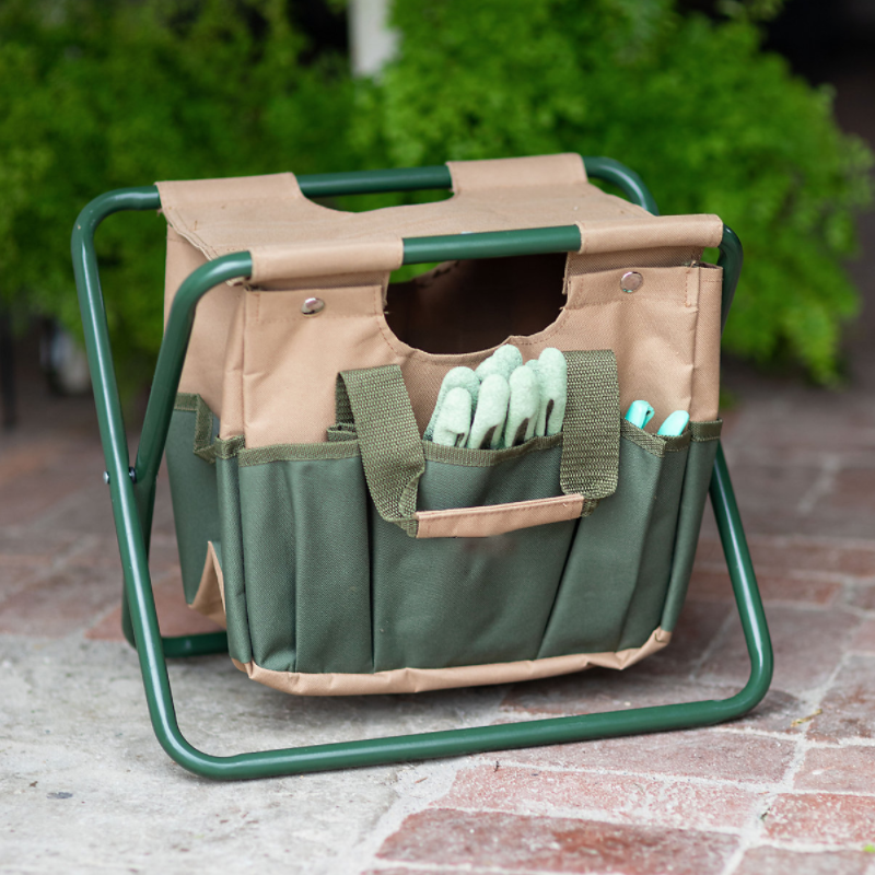 Outdoor Canvas Carry-All Tool Chair Bag Green Indoor Garden Stool Portable Tool Bag Camping Shovel Tools Pouch