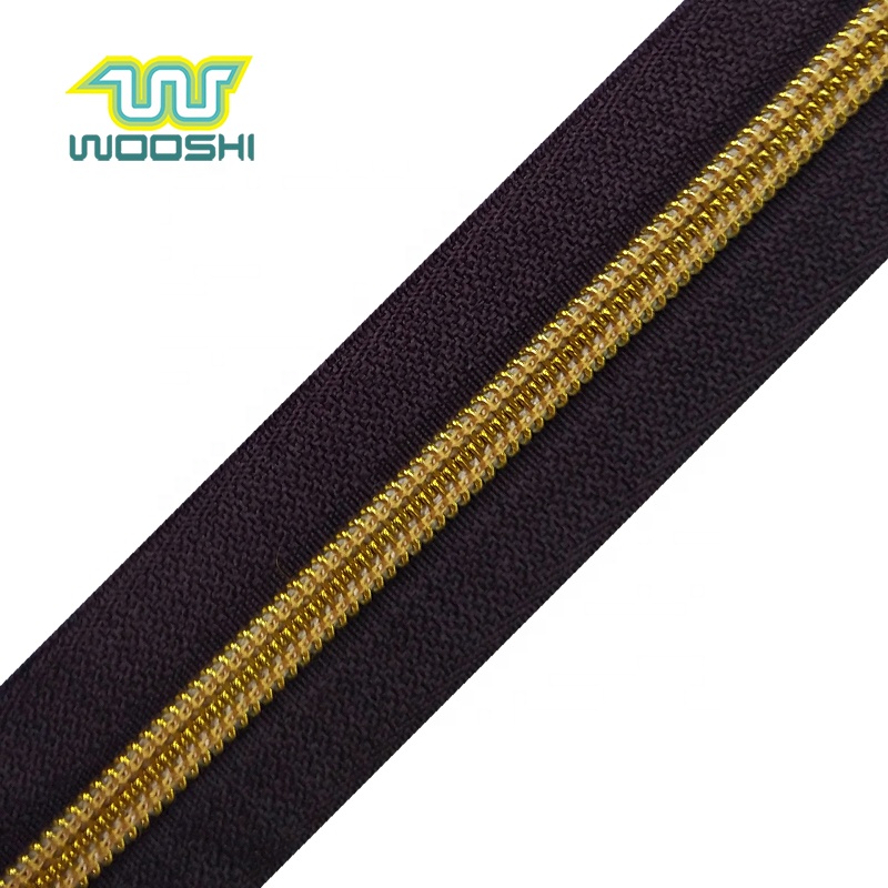 Fashion Garment Accessories Golden Teeth Nylon Zipper Gold Nylon Zipper tape for luxury garments
