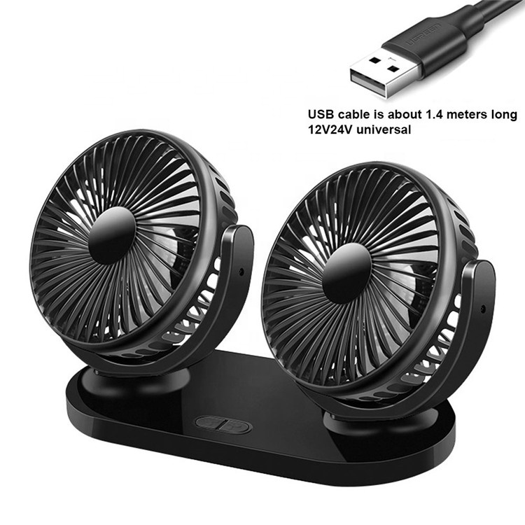 Factory Price 360 Degree Adjustable Portable Car Cooler Fans Universal Double Head Electric Mini Usb Car Dual Cooling Fan