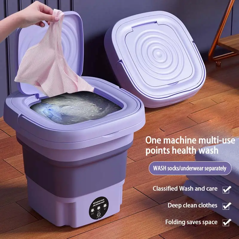 8L Foldable Washing Machine Portable Socks Underwear Panties Retractable Household Washing Machine 3 Models With Spinning Dry
