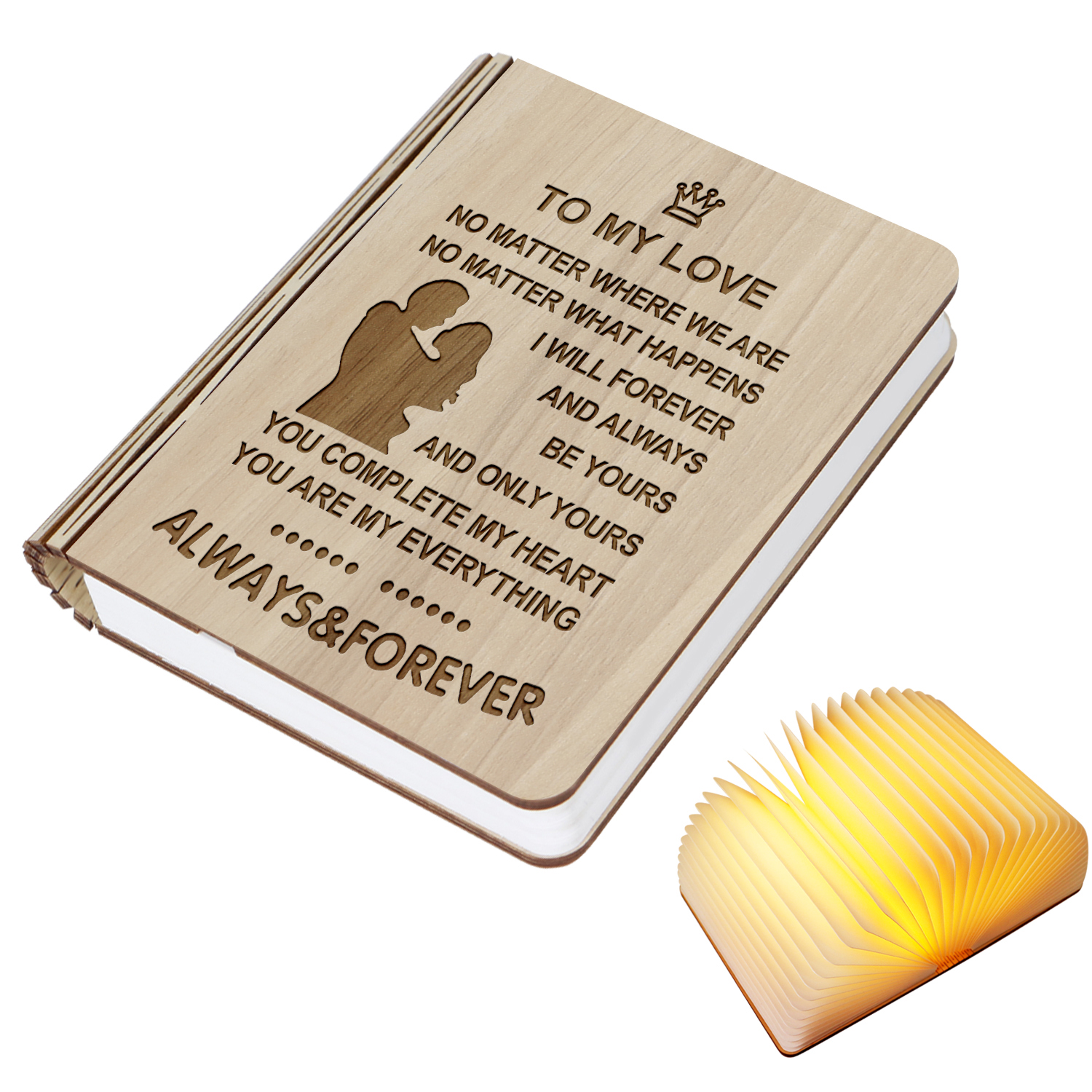 На заказ Выгравированная книга лампа портативный USB Перезаряжаемый светодиодный магнитный складной деревянный ночник настольная лампа домашний Декор подарок