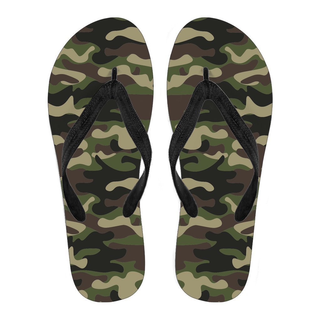 Wholesale Army Green Camouflage Print Mens Flip-Flops Sandals