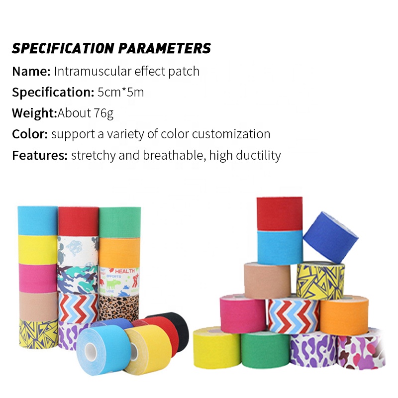 Wholesale Custom Printed Waterproof Cotton Elastic Kinesiology Muscle Sport Tape