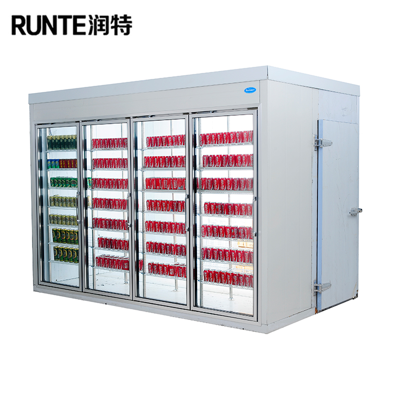 4 glass door cold room/ cold storage for display beverage