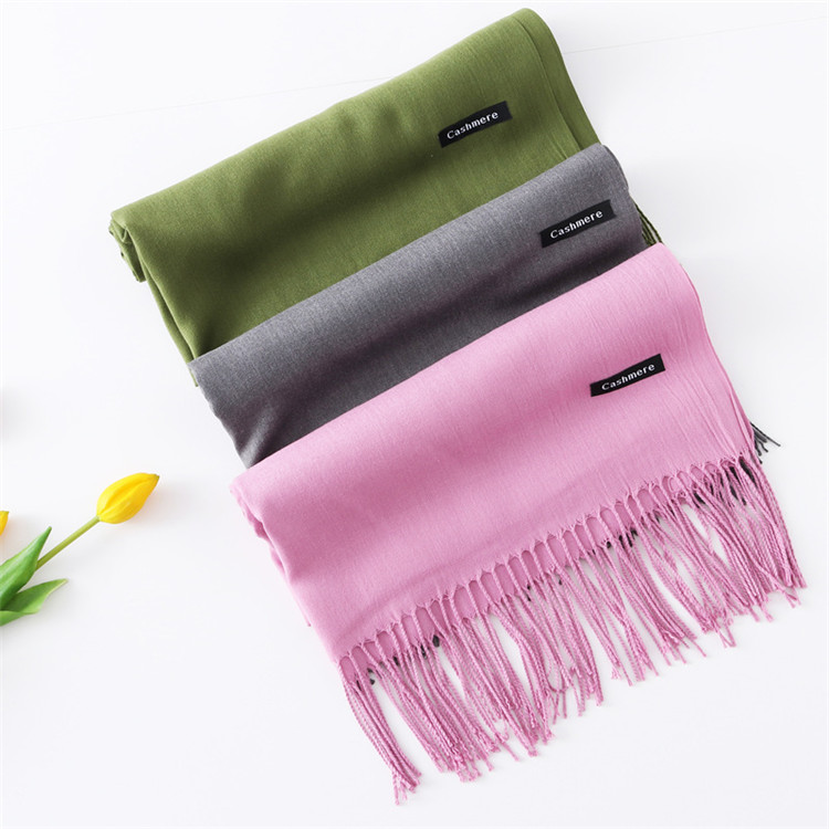 Wholesale Plain Pashmina Shawl Cashmere Scarf With Tassel