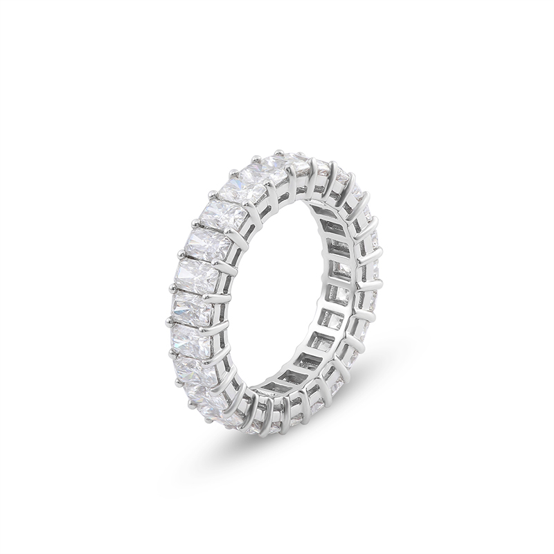 Full diamond eternity band 10K white gold/yellow gold 7.5CTS radiant cut moissanite diamond rings women