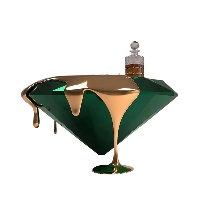 Italian creative electroplated fiberglass liquid diamond shaped coffee table living room art liquid suspended tea coffee table