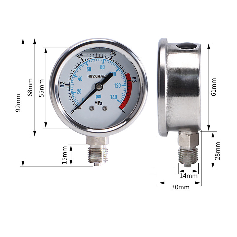 HIROSS Manometer Liquid Filled Pressure Gauge Wholesale brass pressure gauge manometer