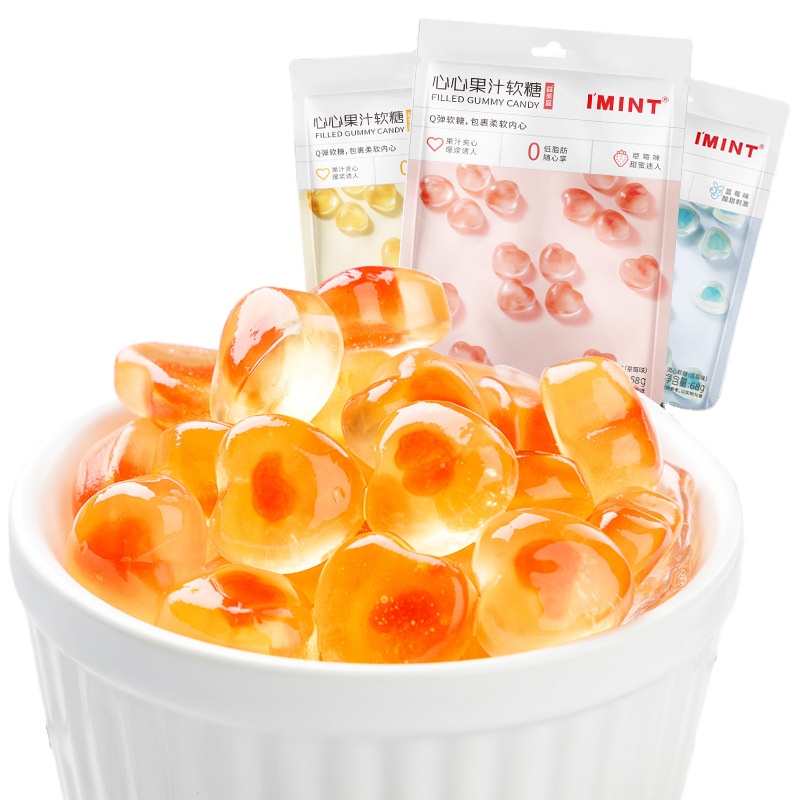 IMINT healthy fruit soft candy colorful fudge assorted popping liquid gummy sour and sweet exotic fruit juice candy wholesale