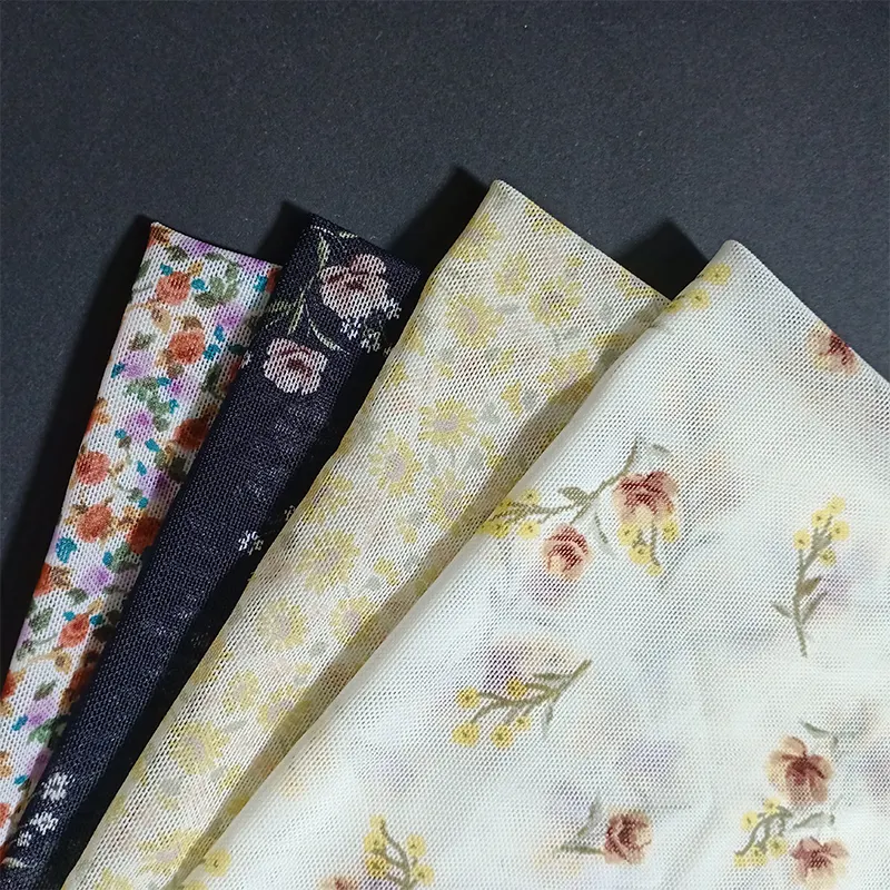 Printing Ladies Underwear Stretch Flowers Mesh Fabric