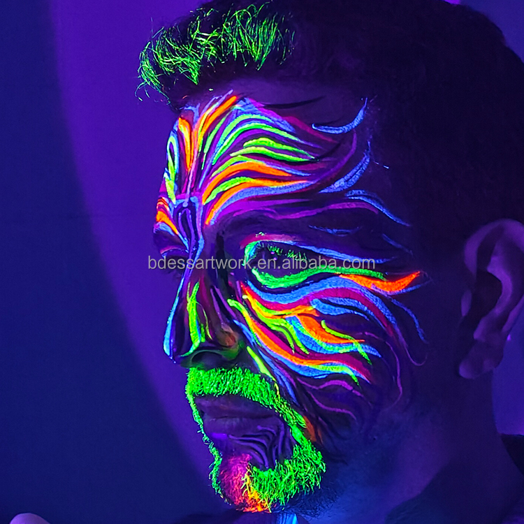 Wholesale uv glow paint private label water based pearl shimmer uv neon makeup water based face body paint