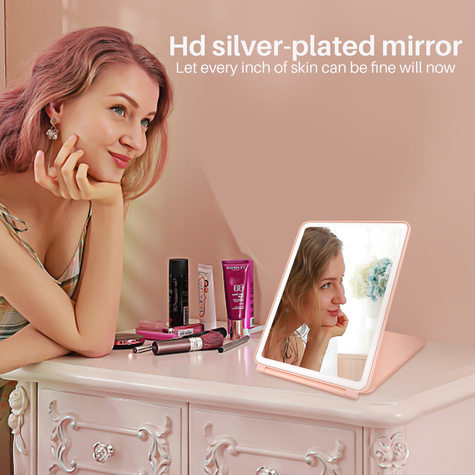 Good Quality Personal Beauty Makeup Mirror with Strip Light LED Luxury Vanity Mirror
