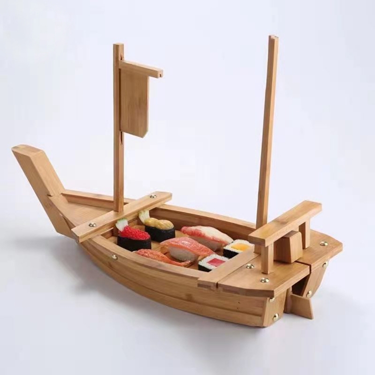 Лодка для суши из бамбука, японская кухня, морепродукты, японский стиль, многоразовая деревянная бамбуковая лодка для суши