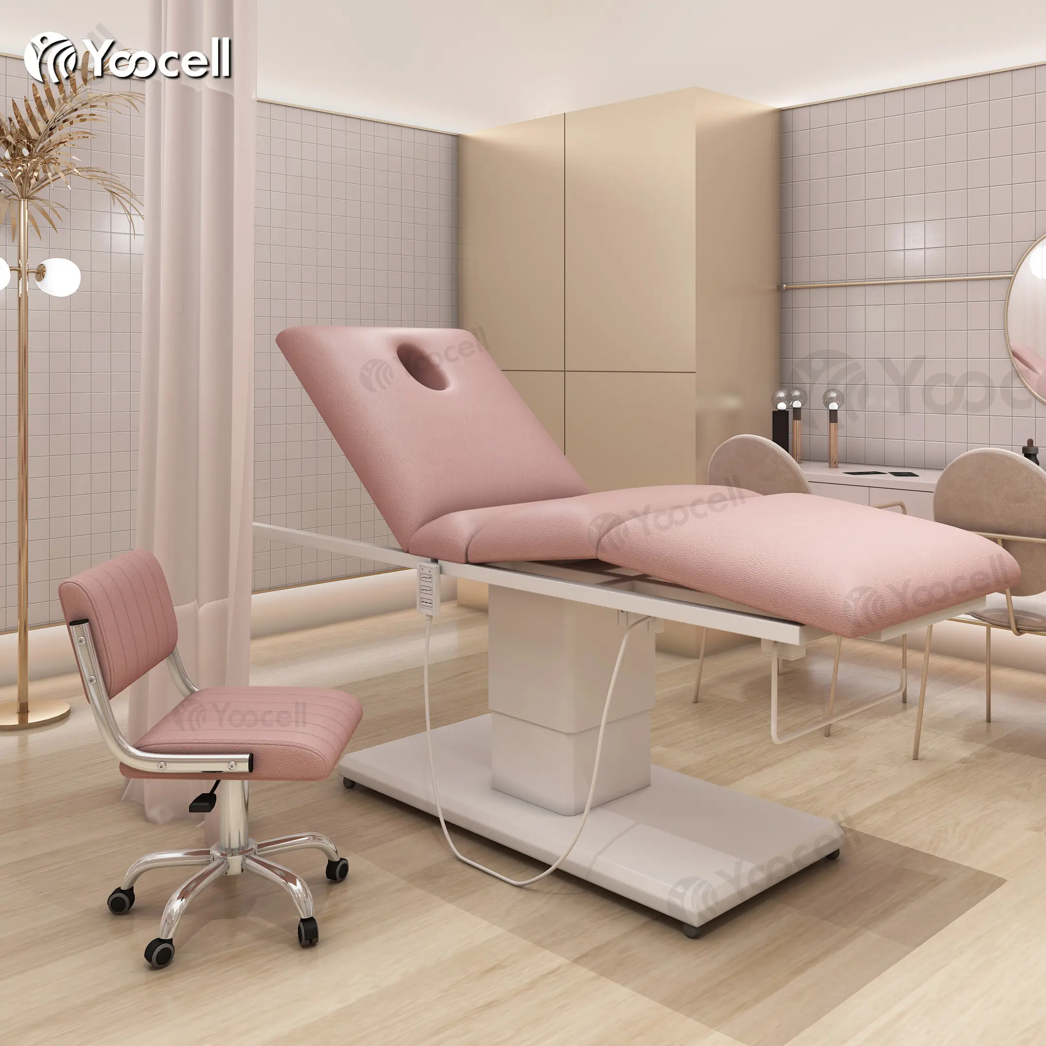 Yoocell hot selling pink lash bed treatment chair electric beauty facial bed massage table bed with 3 motors for spa salon