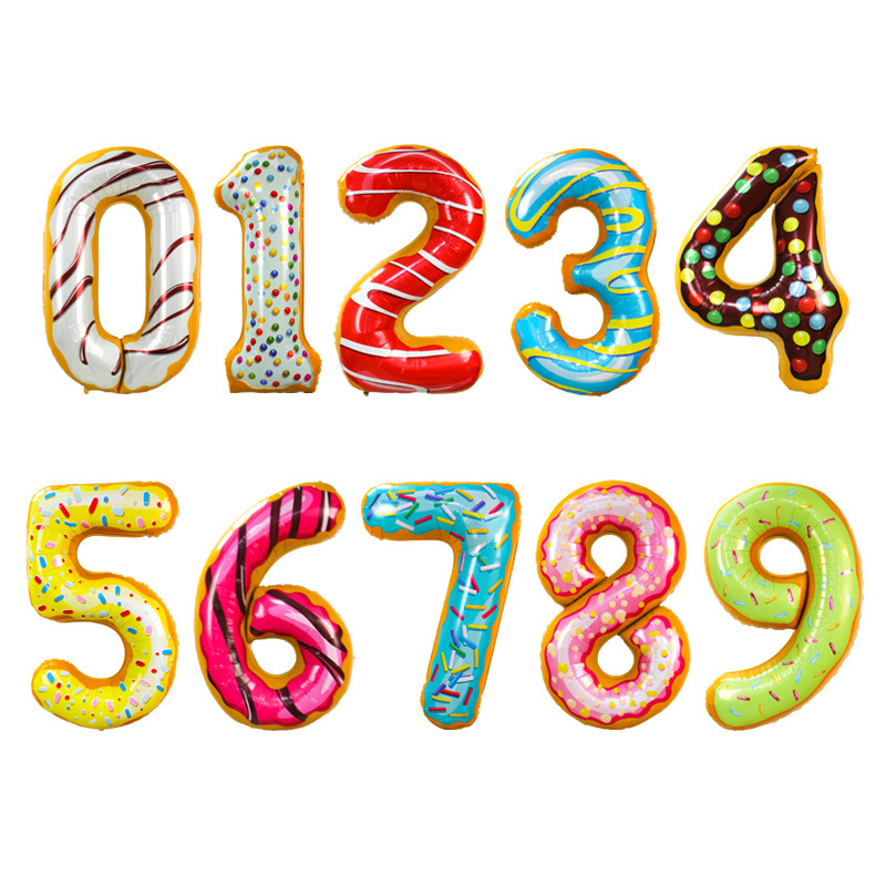 Donut Large balloon number 40 inch all numbers for Birthday balloon set Foil Big Number Mylar Balloon
