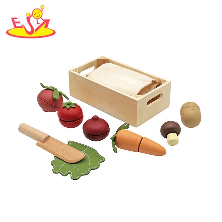 Mini Pretend Play Fake Food Realistic Wood Cutting Vegetables Toys for Kids 3 year up W10B472