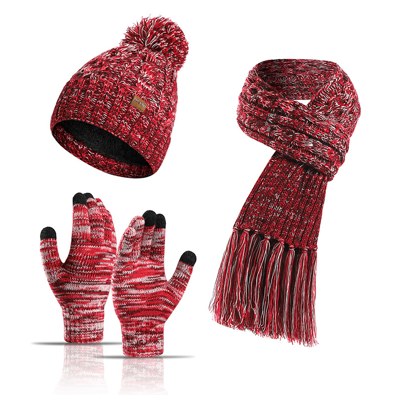 2021 Wholesale Factory beanie knit winter knitted warm scarf hat gloves set