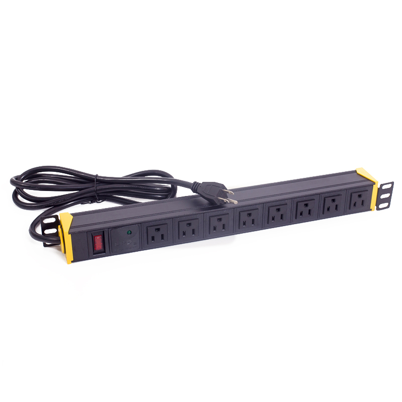 19 "1U американский тип 8way PDU распределительная полоса с переключателем перегрузки и защитой от перенапряжения