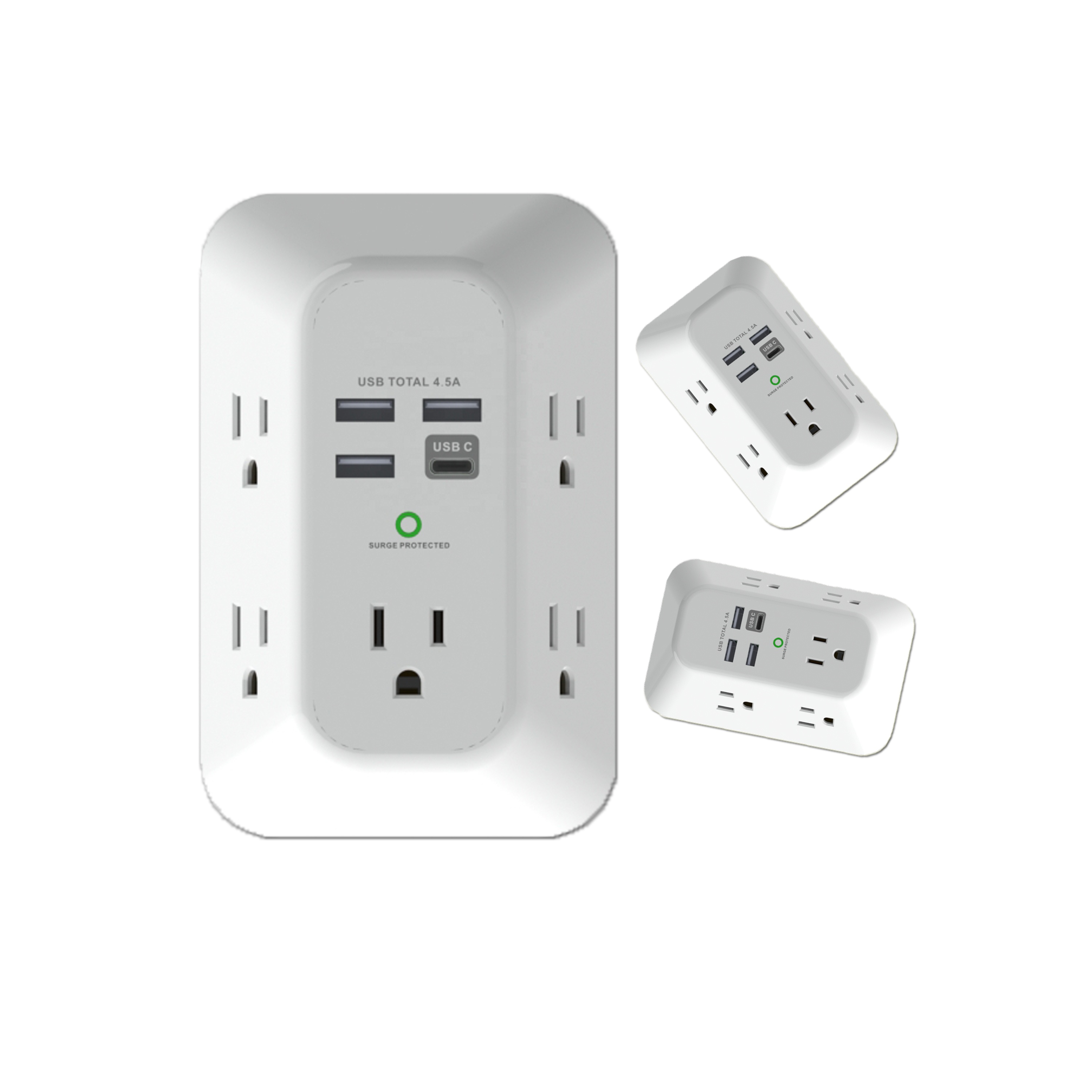 США Мульти Розетка расширителей 5-выход удлинитель для головок и 4 порта USB, 3-сторонний удлинитель с адаптером селфи-стик расположенные розетки