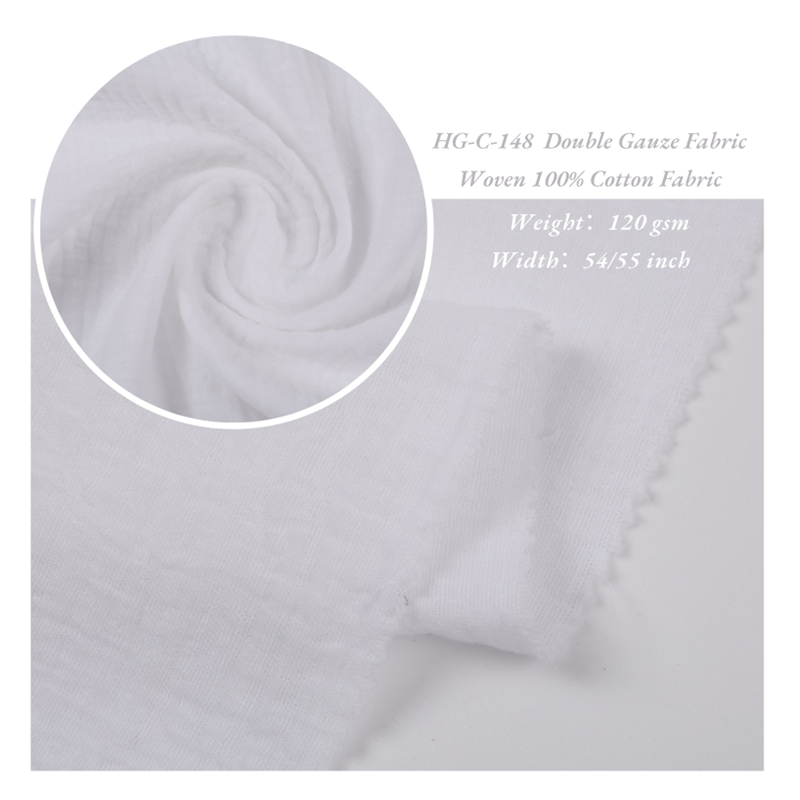 Good-quality natural-color breathable 120gsm soft 40S 100% cotton muslin double gauze fabric for baby