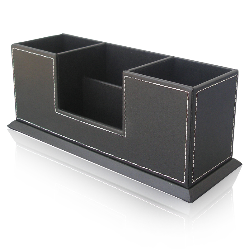 luxury leather custom handmade pencil holder table desktop storage pen container