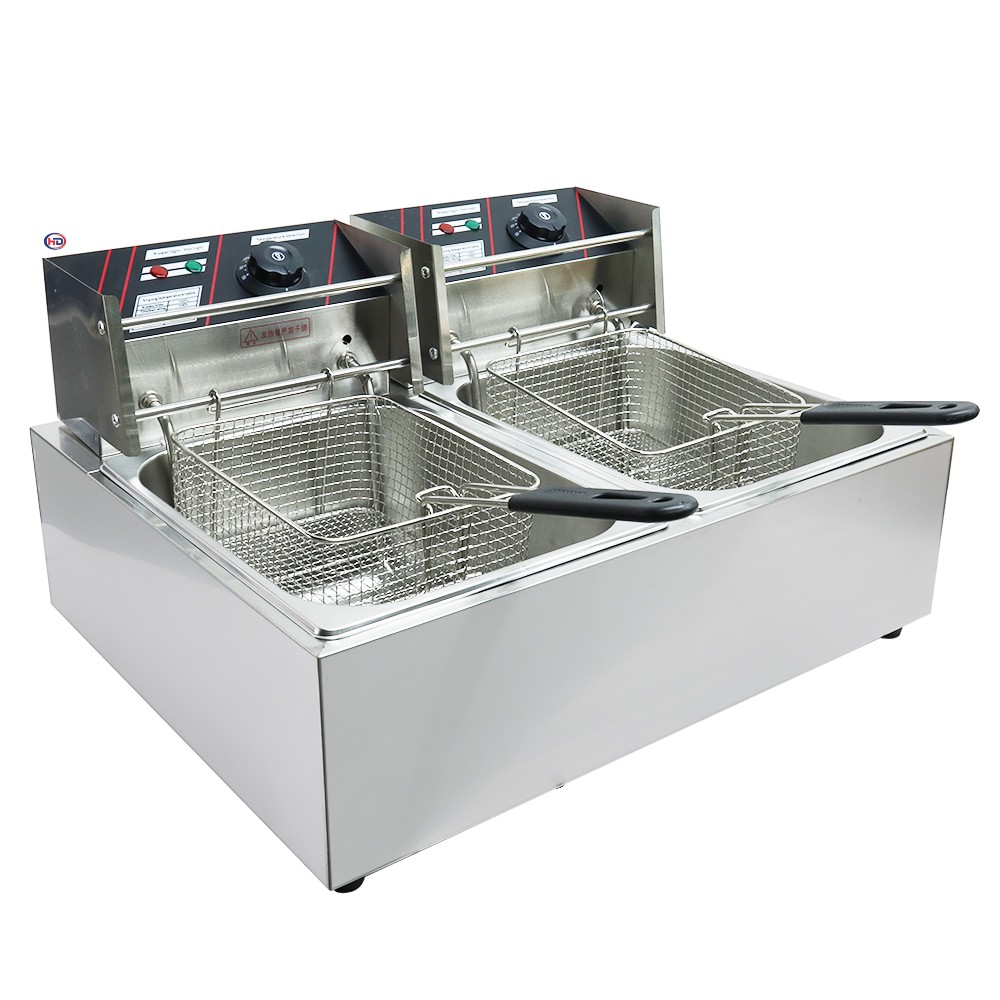 Desktop Double Tank Fryer Household Square Deep Fryer Equipment French Fries Making Machine