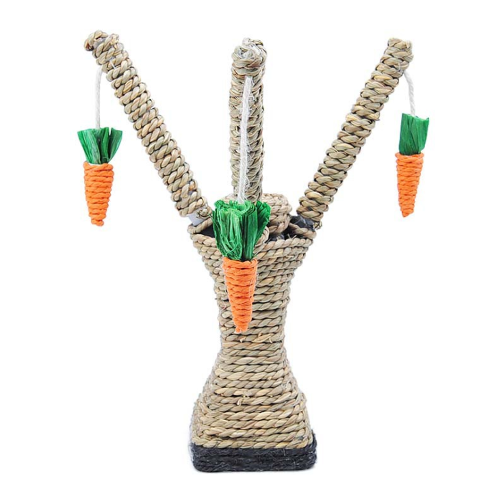 brown hand-woven carrot sisal straw rope plastic cat scratch tree toys