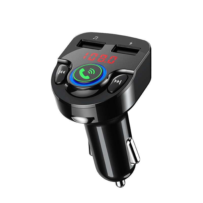 Car Kit Car FM Transmitter BT 5.0 Music Audio Player Wireless Handsfree with Dual USB Fast Charging