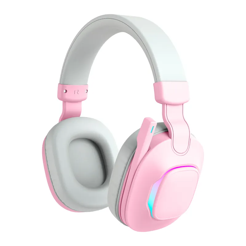 New Best Seller Rgb Light Noise Cancelling Adjustable Gamer Gaming Headset Pink Headphones