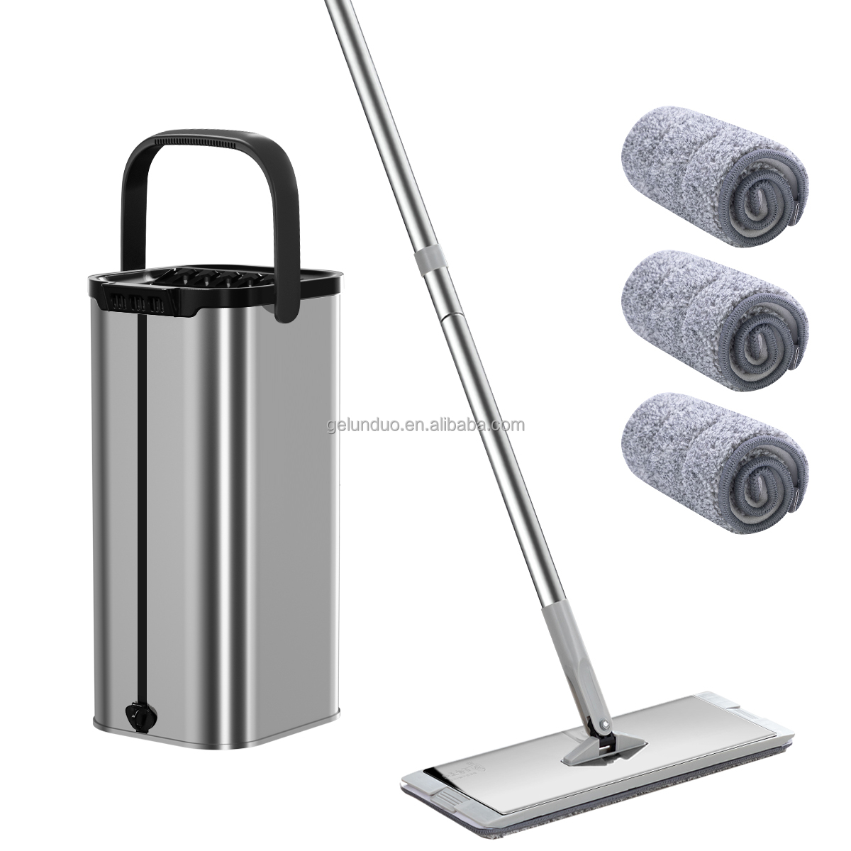 hands free cleaning mop self wash and dry squeeze new flat mop with bucket set