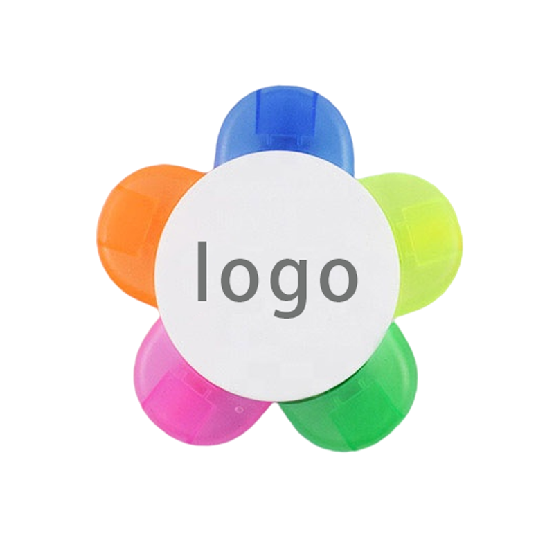 Promotional 5 in 1 custom logo flower highlighter Marker pen for gift
