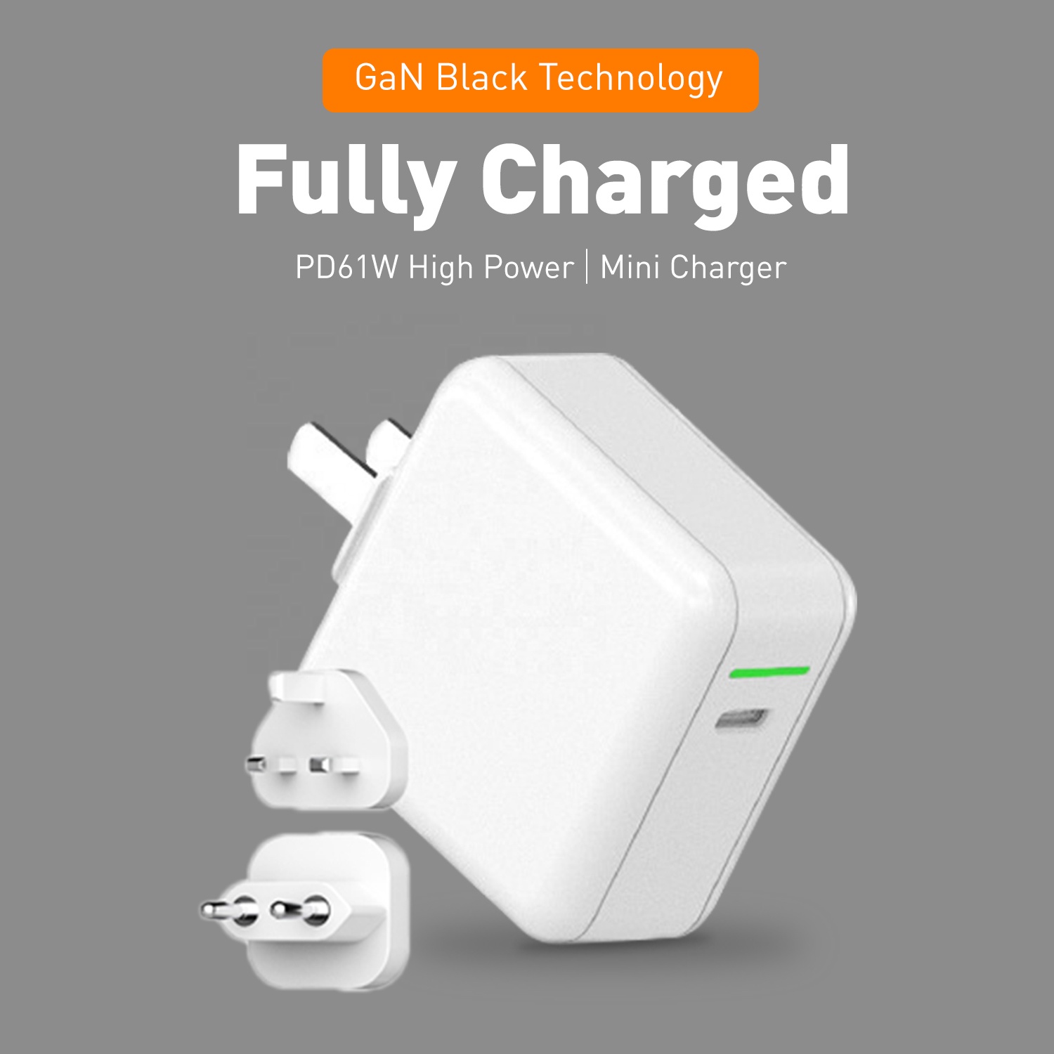 2020 Новый Ган Tech USB TYPE-C зарядное устройство с 61W мощное настенное зарядное устройство QC3.0 PD быстрое зарядное устройство для Samsung/iPhone/Macbook