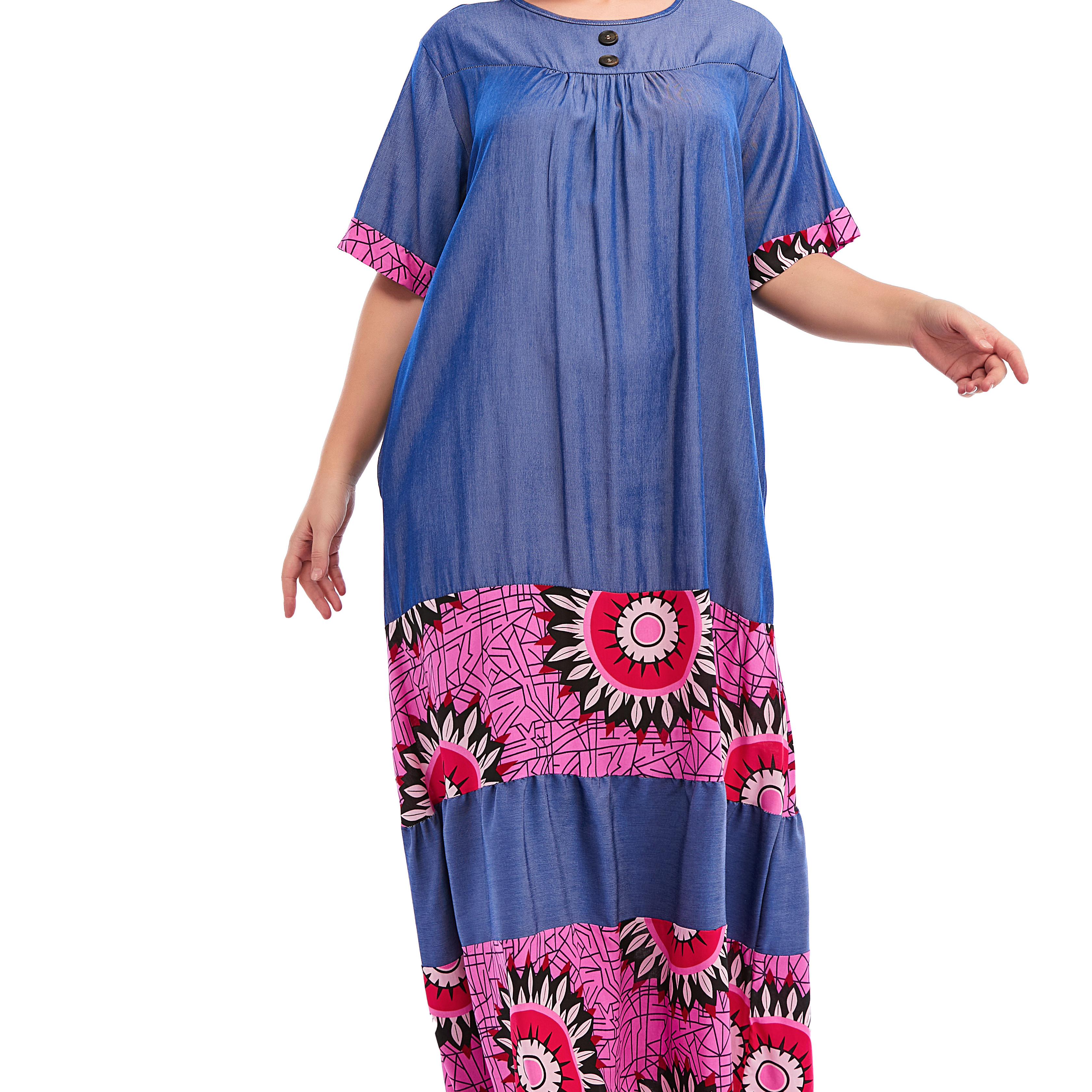 2021 Best-selling Denim African Cameroon Dresses maxi Fashion African Traditional Dresses boubou Kaftan Cotton Kaftan Designs