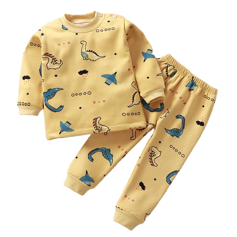 Children Thermal Underwear with Velvet Padded for Boys and Girls Winter Thicken Clothes Suit