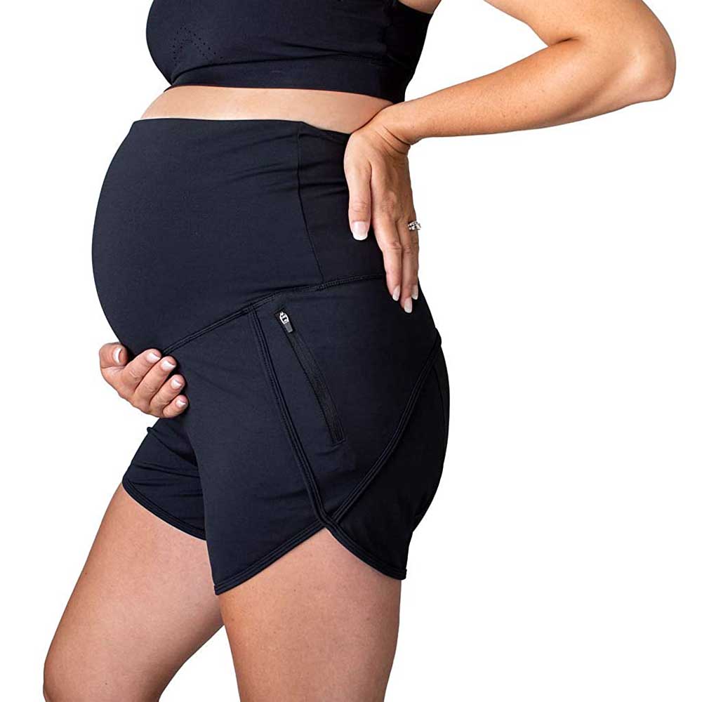 Спортивные шорты для беременных; Полностью Bellyband Loungewear Bottom OEM; Штаны для беременных с карманами на молнии