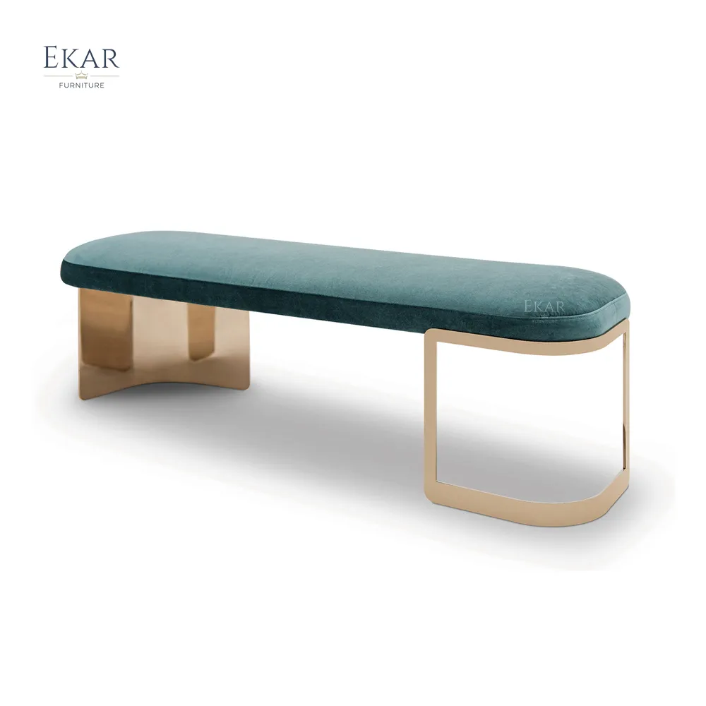 EKAR FURNITURE  High quality modern bench metal foot soft cushion bed end stool