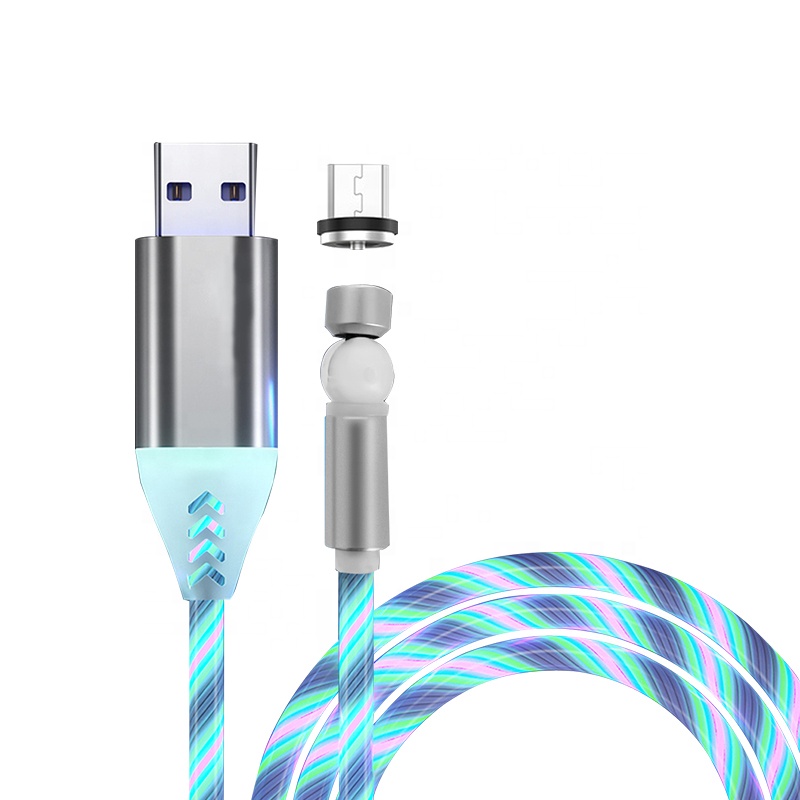Лидер продаж, usb светодиодный кабель 3 в 1, зарядный кабель для телефона, магнитный кабель с вращением на 540 градусов