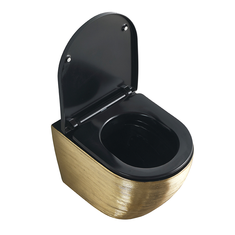 Luxury Sanitary ware 10 YRS WARRANTY Rimless Tornado Ceramic GOLD PLATED COLORED Wall Hung Toilets golden toilet